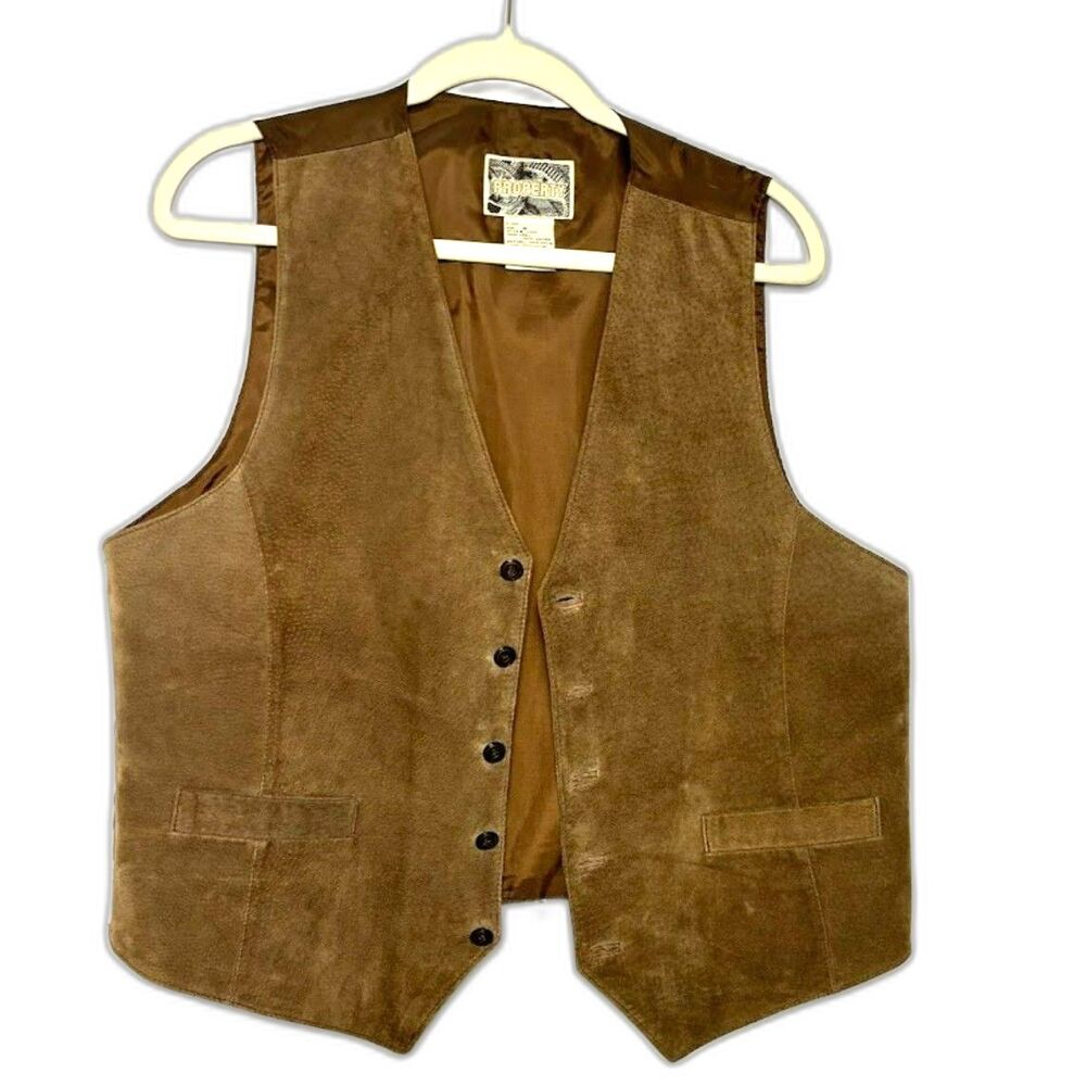 Property Vest Men's Size Medium Tan Camel 100% leather western indie academia